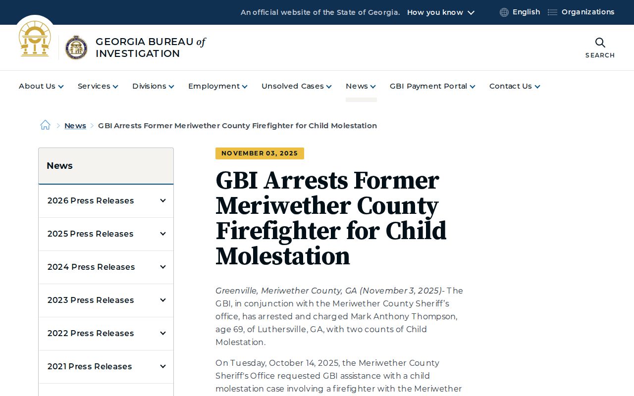 Luthersville criminal records in Meriwether County routing example from GBI