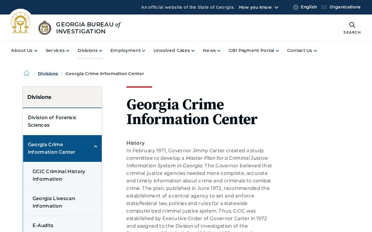 Georgia Crime Information Center official information page