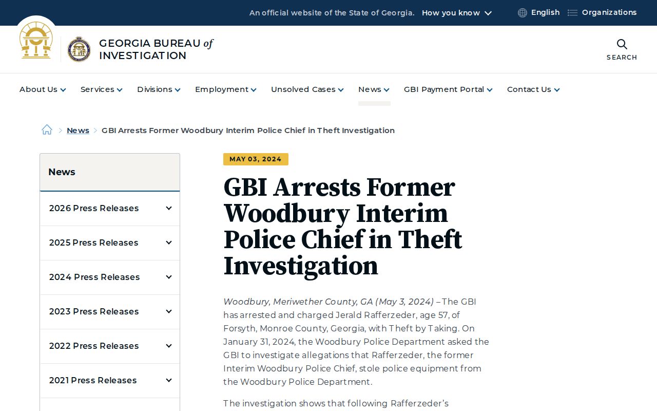 Woodbury criminal records in Meriwether County routing from police investigation to county booking